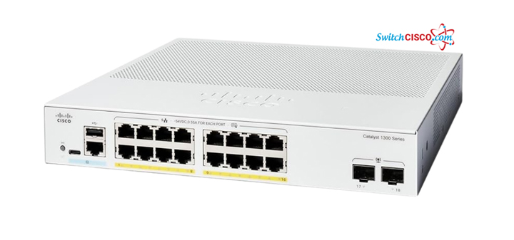 Cisco Catalyst C1300-16P-2G là switch access hỗ trợ PoE+, cung cấp 16 cổng 1G và 2 cổng uplink SFP, phù hợp cho doanh nghiệp SMB và văn phòng chi nhánh